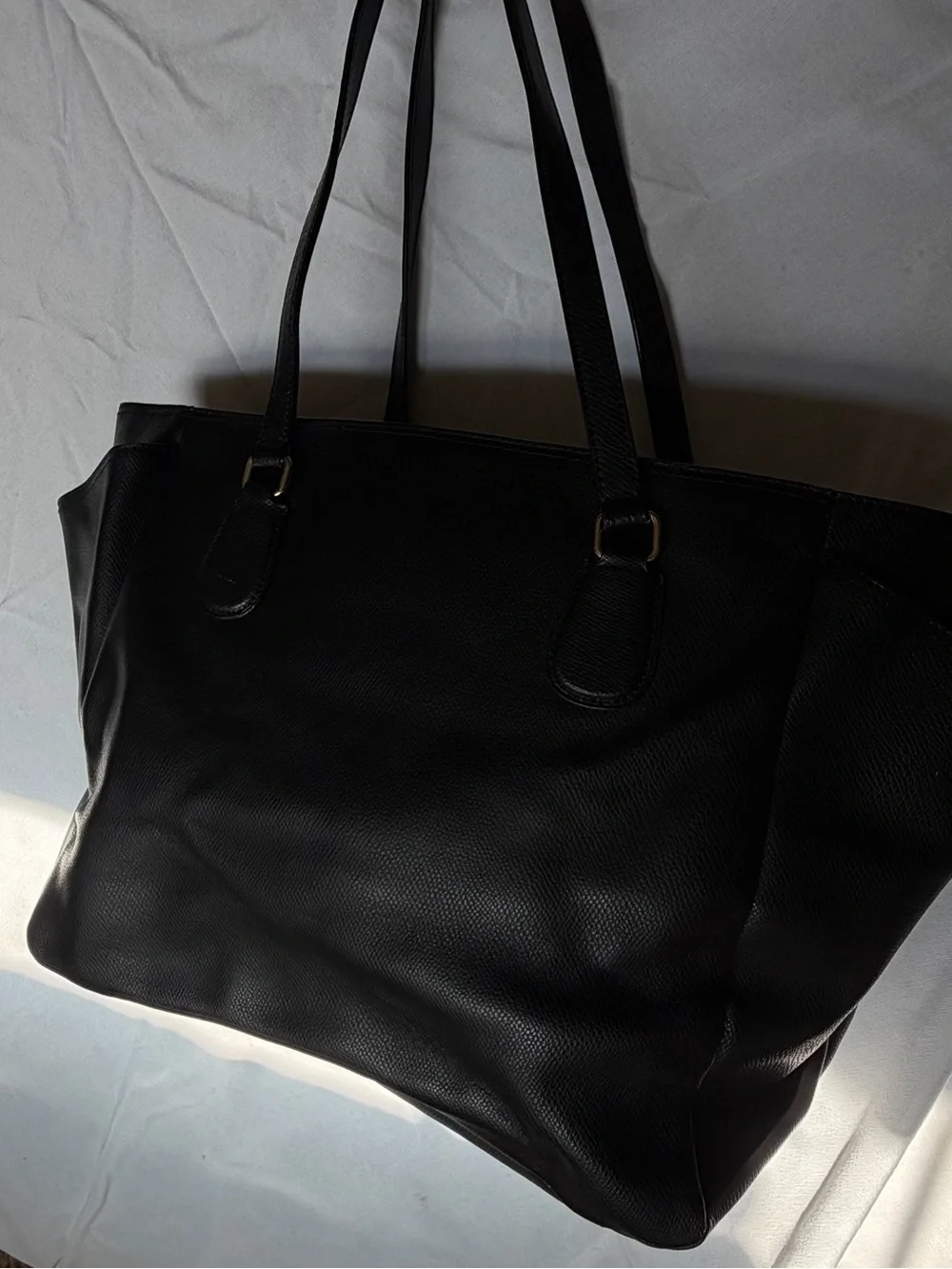Coach Black Leather Tote with Gold Accent